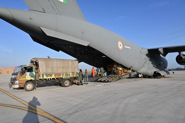 IAFs C-17s Unloading Cargo (Via @ajaynewsman).