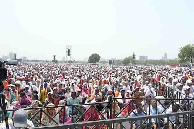 Crowd during Maharashtra Bhushan Award ceremony at Navi Mumbai's Kharghar.