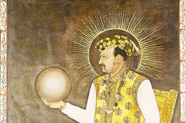 Jahangir holding the globe (Wikimedia Commons).