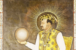 Jahangir holding the globe (Wikimedia Commons).