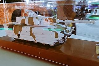 Model of a DRDO L&T Light Tank at DefExpo 2022 (Pic Via @alpha_defense)