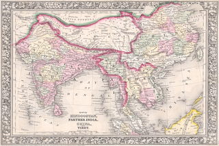 Anterior India and Greater India. (map by Samuel Augustus Mitchell, 1864).