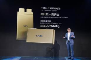 Wu Kai, CATL's scientist in chief in Shanghai on 19 April during launch of condensed battery.