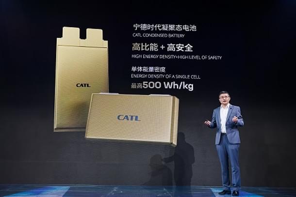 Wu Kai, CATL's scientist in chief in Shanghai on 19 April during launch of condensed battery.