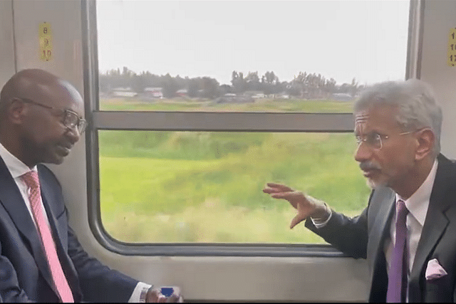 Videograb of India EAM S Jaishankar's 'Made in India' train ride in Mozambique