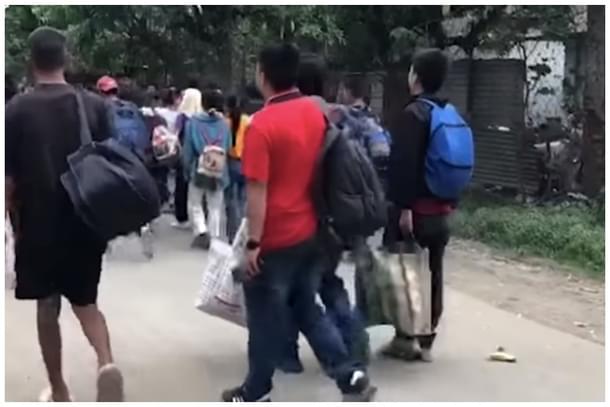 People with their belongings and bags in Manipur (Credit: EastMojo)