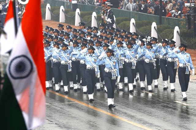 An all-women contingent march past during the 66th Republic Day of India, at Rajpath, on 26 January 2015, in New Delhi (Ajay Aggarwal/Hindustan Times via GettyImages)