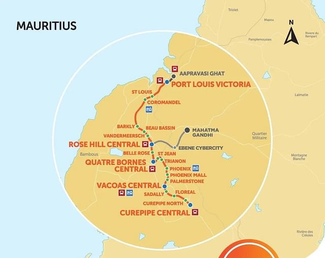 Mauritius new light rail transit map (Source: Mauritius Metro Express official website)