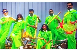 The cheerleader squad of Royal Challengers Bangalore, in their green costumes, used musical instruments made from recycled materials.