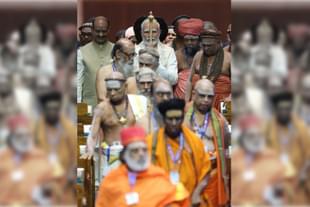 PM Modi with the Sengol in the New Parliament.