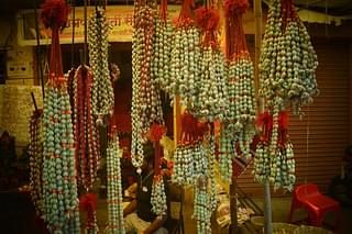 Flower necklaces that are offered to the deity