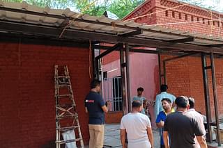 The ongoing renovation work at Dilli Haat-INA
