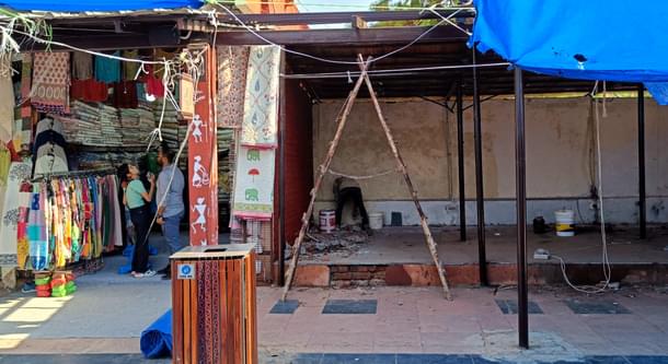 The ongoing renovation work at Dilli Haat-INA