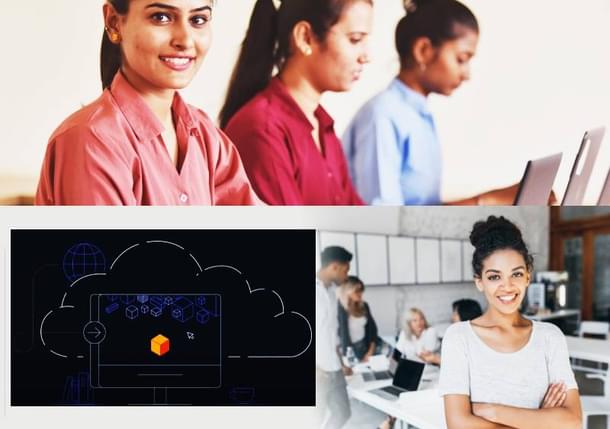 Free Cloud computing classes are conducted with AWS support by 13 agences in India. Image credit: Top: Tata Community Initiatives Trust. Bottom AWS and Don Bosco Tech Society