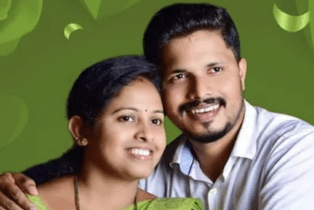 Slain BJP worker Praveen Nettaru with his wife Nutana (Pic courtesy: Mangalore Today)