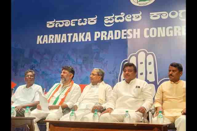 M B Patil,  Siddaramaiah, D K Shivakumar in KPCC meeting