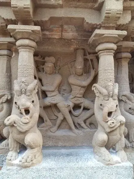 Śiva and Arjuna fighting