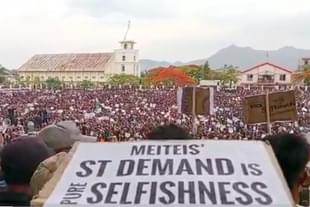 A protest against granting ST status to Meiteis in Manipur. (Representative image. Source: Twitter)