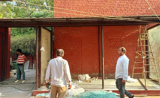 The ongoing renovation work at Dilli Haat-INA