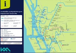 Integrated public transport map of Kochi (KMRL)
