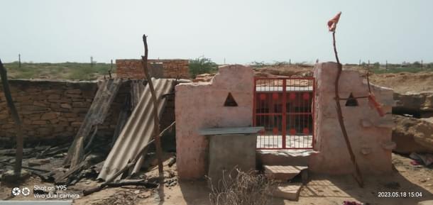 Picture of a demolished temple in the camp