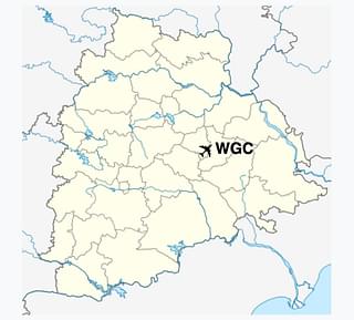 Warangal Airport on Telangana Map (Wikipedia)