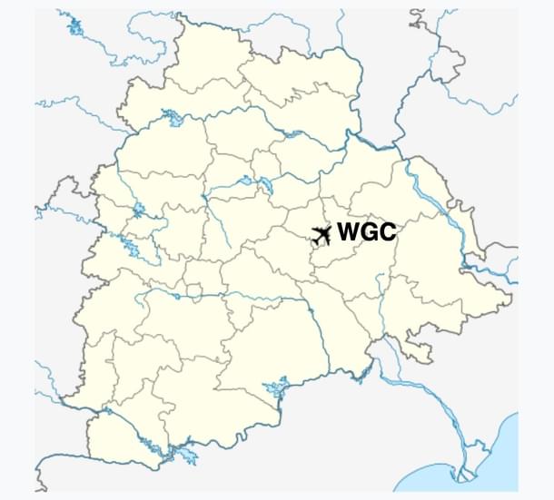 Warangal Airport on Telangana Map (Wikipedia)
