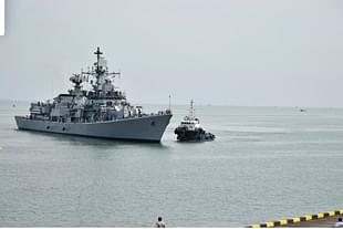 Indian Navy destroyer INS Delhi (Via @rajatpTOI)