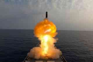 INS Mormugao successfully test-fires BrahMos cruise missile.