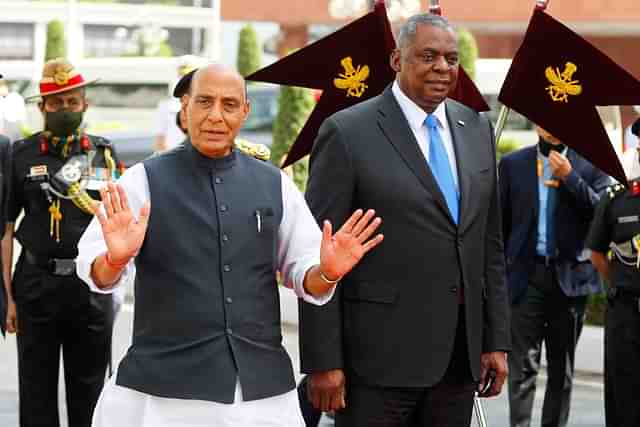 Indian Defense Minister Rajnath Singh with United States Defense Secretary Lloyd Austin (Reuters).