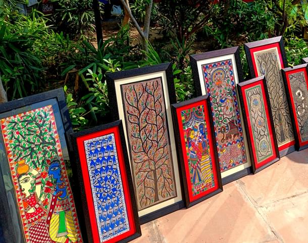 Madhubani paintings at Dilli Haat market