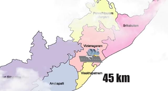 Location of Bhogapuram airport on Andhra Map (Twitter)