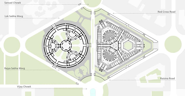 The location for New Parliament on triangular plot adjacent to the existing Parliament (Source: HCP Design)