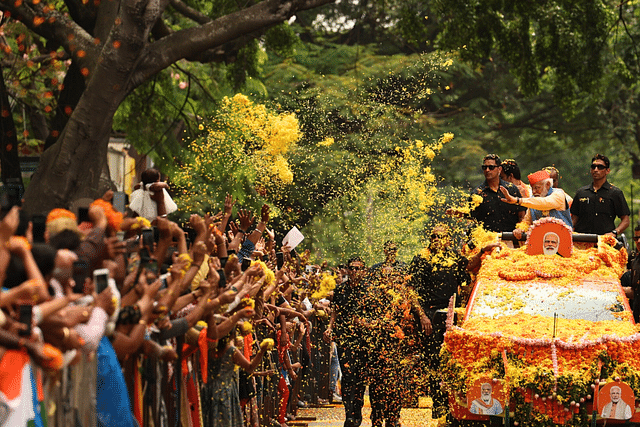 Prime Minister Narendra Modi during his roadshow in Bengaluru on 6 May (Photo: Narendra Modi/Twitter)