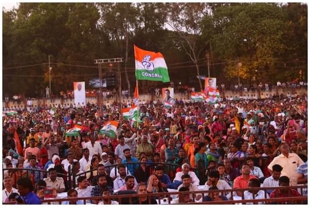 Congress supporters at a rally. Credit: Karnataka Congress Facebook page.