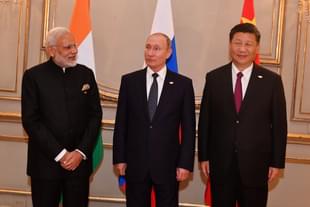Prime Minister Narendra Modi with Chinese President Xi Jinping and Russian President Vladimir Putin at the Russia, India, China Trilateral. (@narendramodi/Twitter)