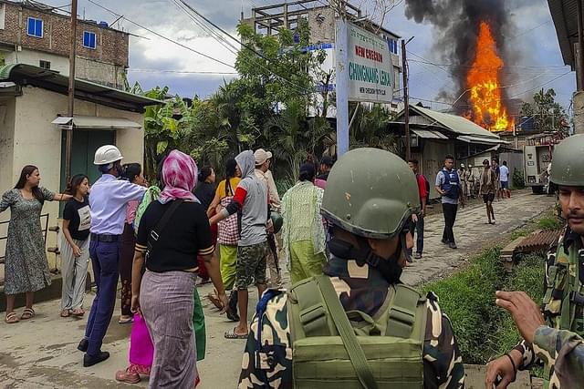 Kuki houses torched by Meitei mobs in Imphal on Thursday (15 June).