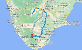 Route of Arikomban's transportation/Google Maps