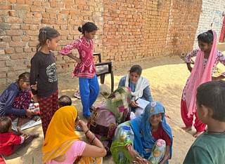 Swarajya correspondent talking to women in Shivhar village