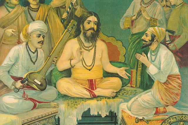 Shivaji Maharaj's meeting with Samarth Ramdas; artist's impression by MV Dhurandhar (WikimediaCommons)