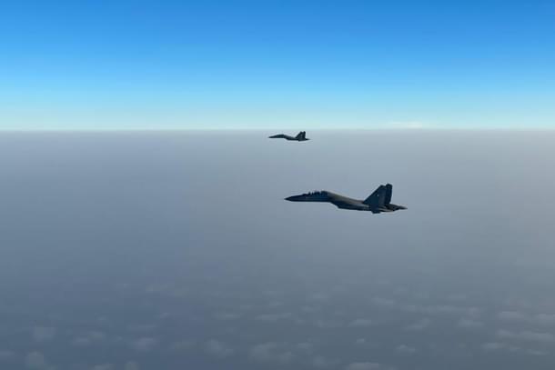 Two IAF's Sukhoi-30 MKI on an eight-hour long simulated strike missions over the Indian Ocean Region. (Image via Twitter/@IAF_MCC).