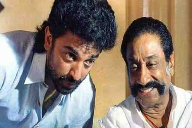 Actors Kamal Haasan and Sivaji Ganesan in a still from the movie 'Thevar Magan'.