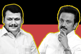 Senthil Balaji (L) and Tamil Nadu chief minister, MK Stalin