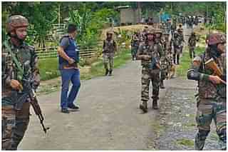 Security forces in a combing operation in Manipur