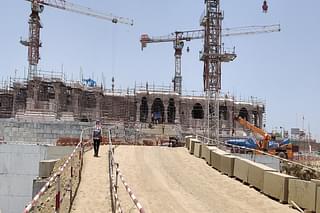 Ongoing construction of the ground floor of Shri Ram temple at Ayodhya.