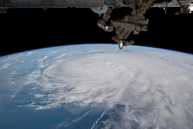 A picture of the cyclone Biparjoy forming in the Arabian Sea, captured by UAE astronaut Sultan AlNeyadi from the International Space Station. (Photo: Sultan AlNeyadi/Twitter)