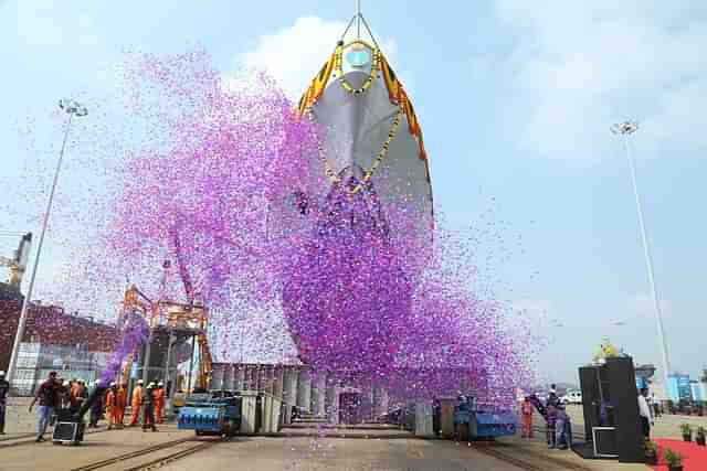 INS Anjadip launched by the Indian Navy. (Image via PIB)
