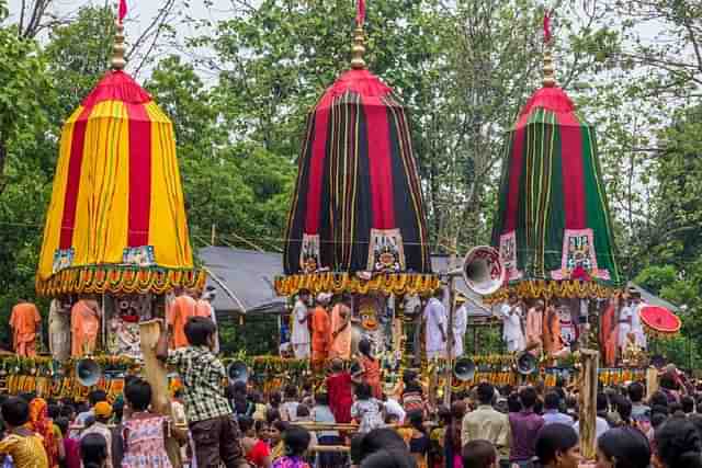 A previous rath yatra at Mayapur, Bengal.