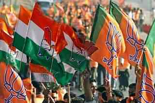 Flags of the Bharatiya Janata Party (BJP) and Congress. (Representative image).