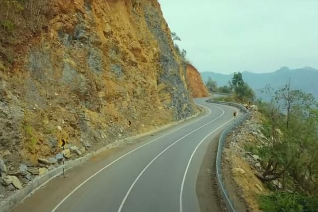 The strategically important Imphal-Moreh road in Manipur, which is part of the India-Myanmar-Thailand Trilateral Highway. (Twitter/@IndiaInfraHub).
